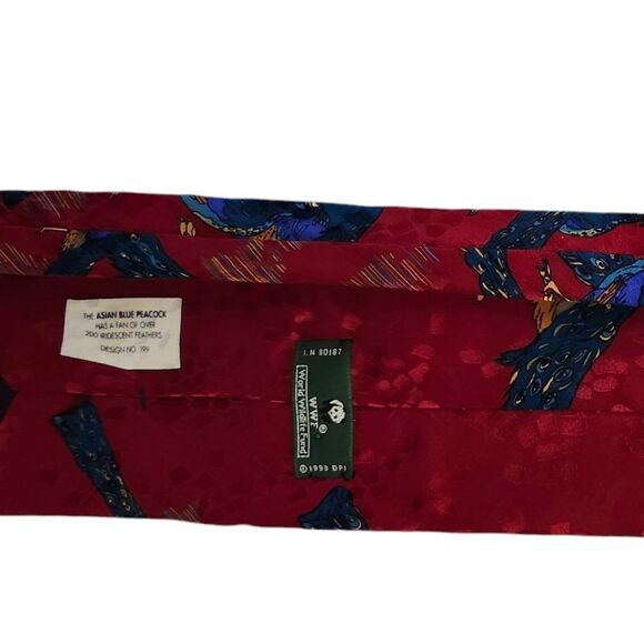 World Wide Wildlife tie The Asian Blue Peacock iridescent feathers #199‎ - Picture 4 of 7